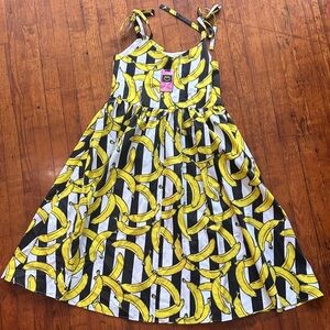 Banana Print Striped Dress